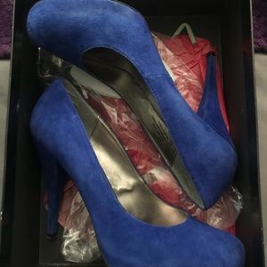 STEVE madden blue suede heels